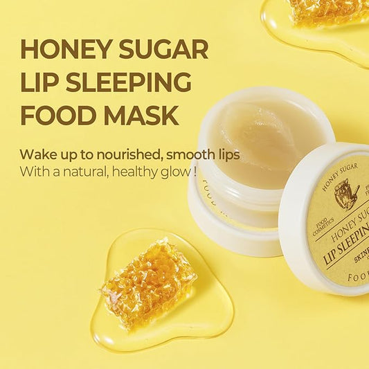SKINFOOD Honey Sugar Lip Sleeping Mask, Lip Mask for Overnight, Korean Lip Care Product for Severely Chapped Lips, Stocking Stuffers, Hydrating Lip Butter for Dry Lips, Lip Balm (0.71 fl. oz.)