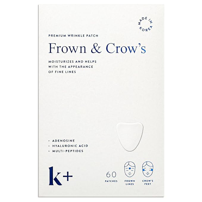 KPLUS K+ Wrinkle Patches for Forehead, Crow’s Feet & Smile Lines – Korean Overnight Patches with Hyaluronic Acid, Peptides & Adenosine (60 Count)