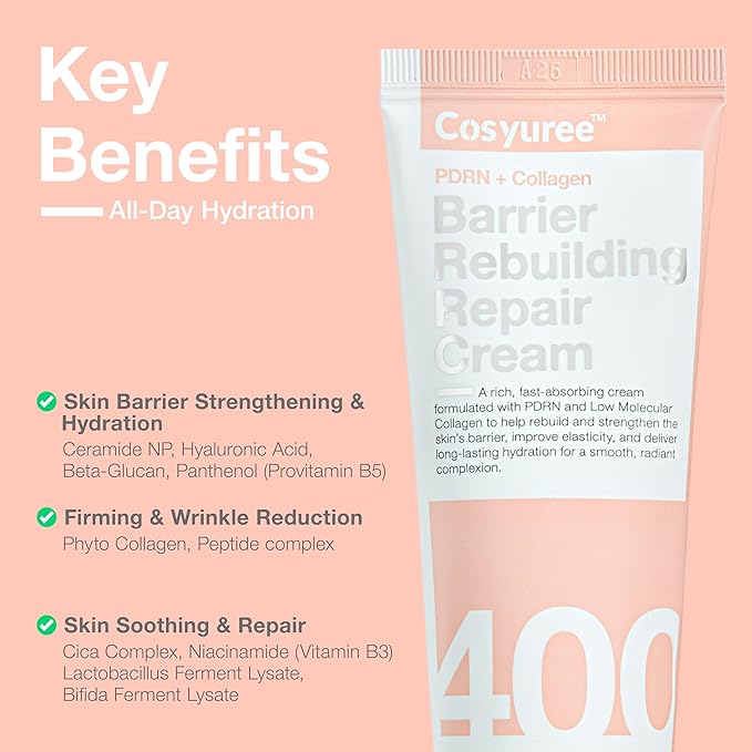 Collagen + PDRN Repair Cream, Moisturizer for Hydrating & Pore Care & Blemish Care, Korean Vegan Skin Care for All Skin Types, 50ml (1.69 fl oz)