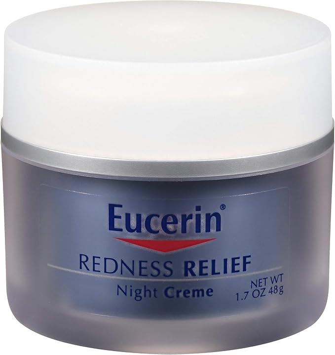 Eucerin Redness Relief Night Creme - Hydrating Cream Safe for Sensitive, Redness-Prone Skin & Rosacea - 1.7 oz Jar