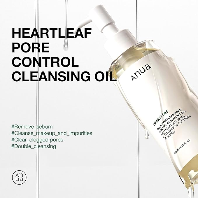 Anua Heartleaf Pore Control Cleansing Oil, Oil Cleanser for Face, Makeup Blackhead Remover, Korean Skin Care 6.76 fl oz(200ml) (original) (Pack of 2)
