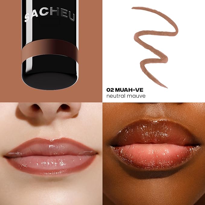 Sacheu Lip Liner STAY-N Peel Off Lip Stain — Long Lasting Waterproof Lip Tint with Hyaluronic Acid & Vitamin E — Transfer Proof Matte Finish, Vegan & Cruelty-Free (Core Bundle)