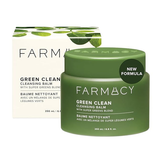 Farmacy Makeup Remover Cleansing Balm - Green Clean Waterproof Makeup Remover Balm + Oil Cleanser for Face - Gently Melts Make Up + SPF - Hydrates + Softens Skin with Super Greens + Papaya (200ml)