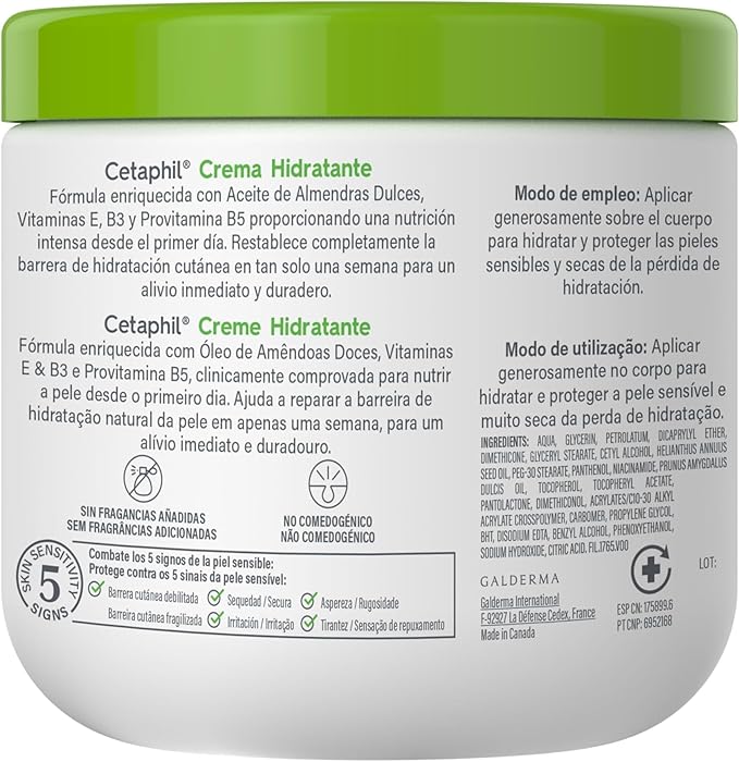 Cetaphil Face & Body Moisturizer, Hydrating Moisturizing Cream for Dry to Very Dry, Sensitive Skin, NEW 16 oz, Fragrance Free, Non-Comedogenic, Non-Greasy