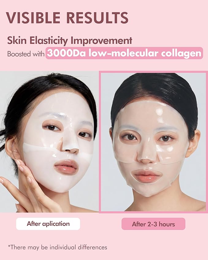 DERMAL Seoul Face Collagen Hydrogel Melting Mask (4 Pack) - Korean Overnight Face Mask for Glassy Skin & Pore Care - Deep Hydration Jelly Gel Sheet with 300Da Low Molecular Collagen Ritual