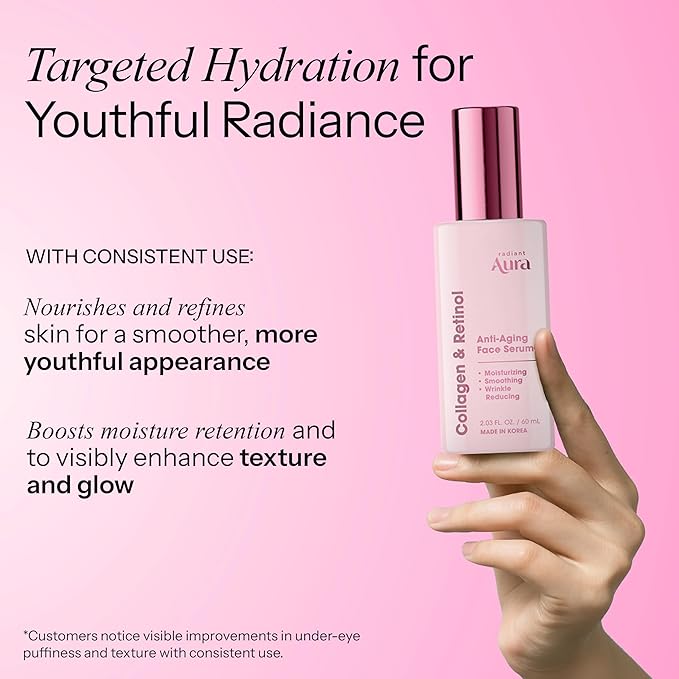 Collagen & Retinol Serum For Face – Dermatologist Tested, Anti Aging, Korean Skin Care – Firming, Hydrating, Fast-Absorbing, Smoothing – Vegan, Clean Beauty – Pack of 2