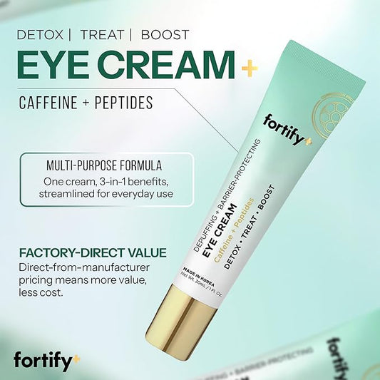 Under Eye Cream - Puffy Eyes and Dark Circles Treatment - Peptides, Hyaluronic Acid & Squalane - 3-in-1: Detox, Treat, Boost - Dermatologist Tested - Anti-Aging Korean Skincare - 2 Pk