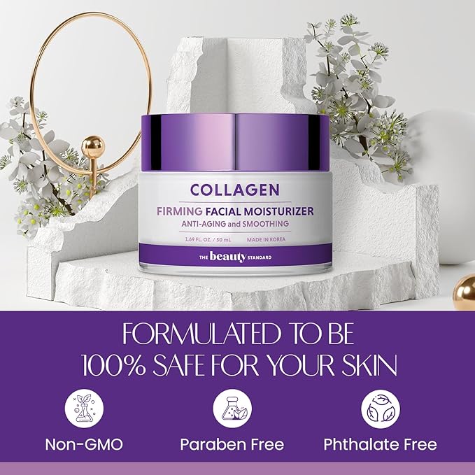 Collagen Daily Face Moisturizer - Anti-Aging, Skin Firming, Hydrating - Dermatologist Tested, Clean Beauty, Cruelty-Free Korean Skin Care for All Skin Types - 1.69 fl. oz (2 Pack)