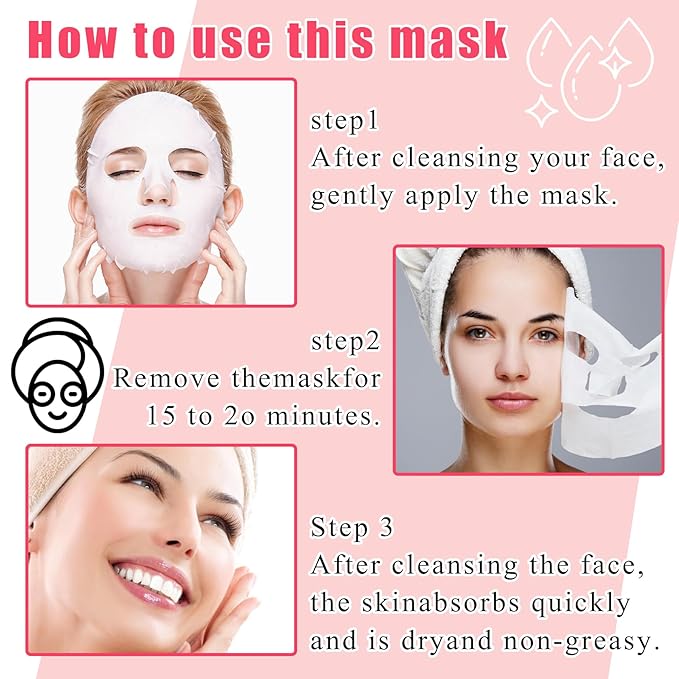 12 Combo Pack Moisturizing Face Sheet Mask, Soft Moisturizing Face Mask Sheets for All Skin Types, Long Lasting Gentle Hydrating Facial Mask Set