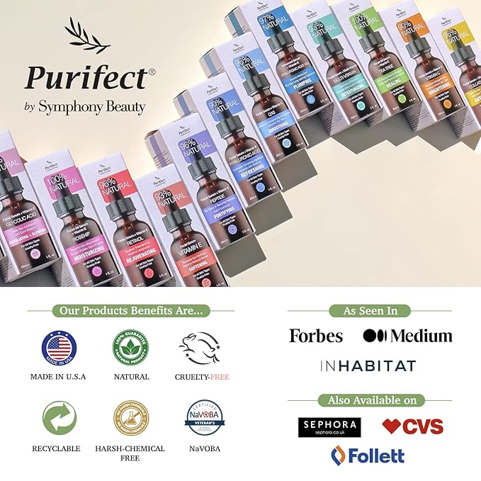 Purifect Renewing Squalane Face Serum Smooths, Softens, and Hydrates with Vitamin E & Arginine – Made in USA | Repairs Dry, Rough Skin – 30ml