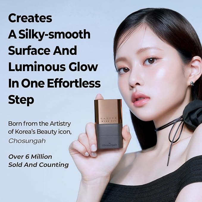 Mega Fit Master Glow Stick Foundation with Brush, 120H Long Lasting Radiant Coverage, All-in-One Stick for Easy Application, K-Beauty, Shade 23, 0.56oz (2.5W Tan Beige)