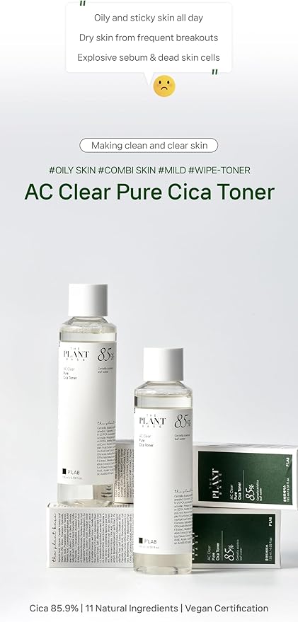 The Plant Base CICA Distillate Toner 195ml | CICA (Centella Asiatica Leaf Water) 85% Facial Pore Calming & Soothing Cooling Toner | 100% Plant Distillate | Korean Skincare, K Beauty, Korean Beauty