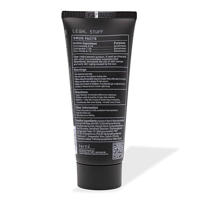burnd SPF41 Broad Spectrum Sunscreen, Dries Clear & Invisible & Finish, with Transparent Zinc Oxide, Water Resistant 80 Minutes, Fragrance Free, Dermatologist & Pediatrician Formulated, 3.4 fl oz