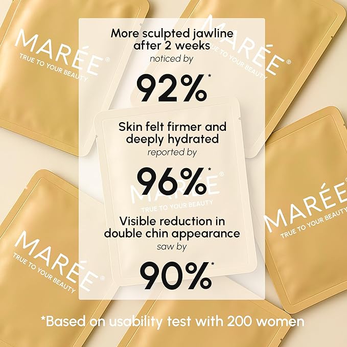 MAREE V Line Lifting Mask with 24K Gold – Deep Collagen Face Mask for Women – Jawline Shaper Mask with Retinol & Hyaluronic Acid – Neck Tightening & Firming - Double Chin Strap for Face Lift - 2 pack
