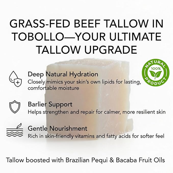 Advanced Grass Fed Beef Tallow + Triple Defense Actives Moisturizing Cream | Face & Body Cream For Dry Skin | Tallow + Barrier & Microbiome Support | Unscented | 100% Natural Ingredients | Made in USA