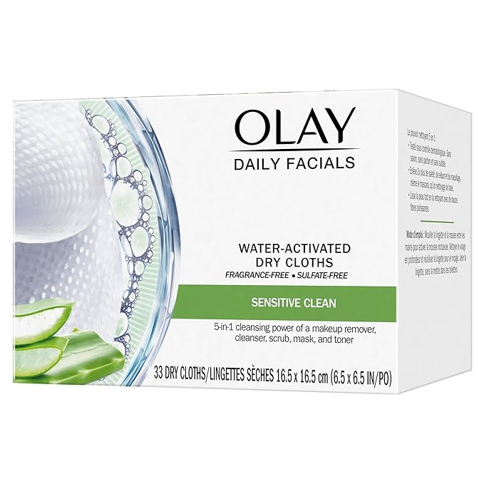 Olay Eye Makeup Remover Wipes, Daily Facials Gentle Face Cleanser for Sensitive Skin, Alcohol and Fragrance Free, Soft Face Wash Towels, Travel Essentials for Women, Dry Cloths, 99 ct (3 X 33ct)