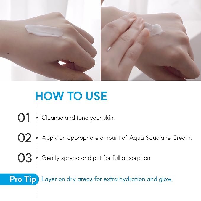 S. Nature AQUA SQUALANE MOISTURIZING CREAM | Face Moisturizer for Dry and Sensitive Skin, Vegetable Squalane 150,00ppm, Long-lasting Hydration, Pore Care Cream, Korean Skin Care (2.7 Fl Oz, 80ml)