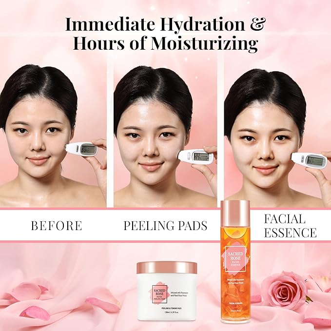 K BEAUTY SACRED ROSE FACIAL ESSENCE Face Brightening Serum Infused with Rose Water and 6 Types of Hyaluronic Acid Serum for Face Provides Intense Hydration for Fresh, Dewy Look