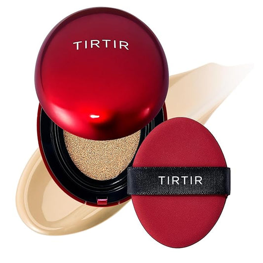 [*Mini Size*] TIRTIR Mask Fit Red Cushion Foundation | Full coverage, Weightless, Skin fit, Satin Glow Finish, Korean Makeup, beauty, Tattoo cover up, Buildable (#24W Soft Beige, 0.15 Fl Oz)