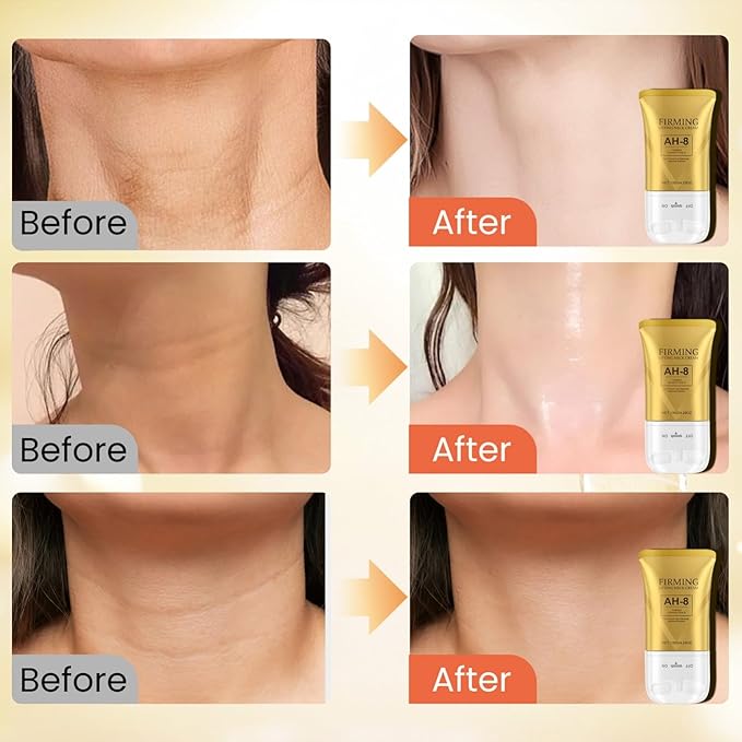 AH-8 Firming Neck Cream with Roller, Neck Moisturizer Cream for Crepey Skin, Tightening Lotions Skin Care Skin Repair for Women, Day & Night Use