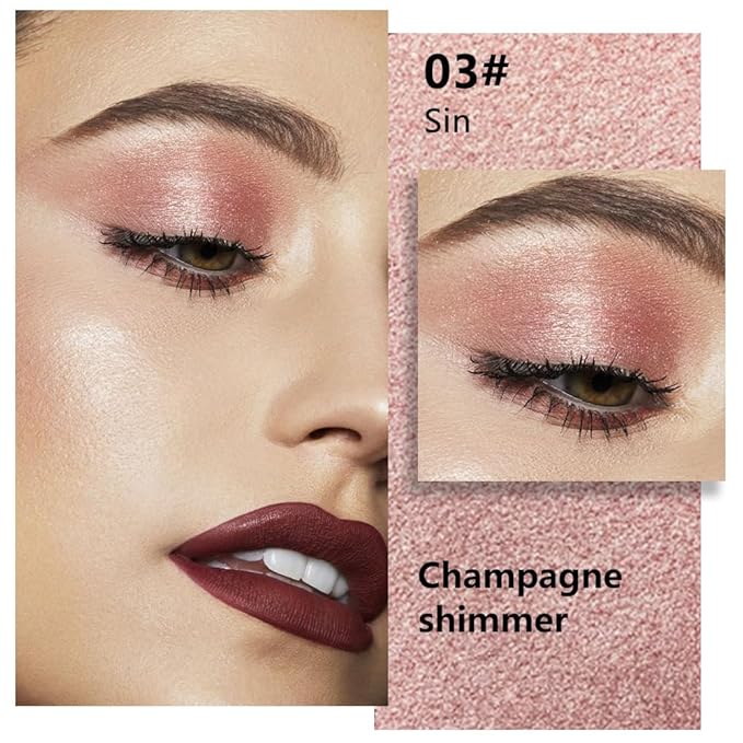 Dusty Pink Champagne Shimmer Eye Shadow Palette Makeup, Shimmer Monochrome Eyeshadow For Older Women, Pigmented Waterproof Sombras Para Ojos, Vegan, Talc, Paraben & Cruelty Free, 03