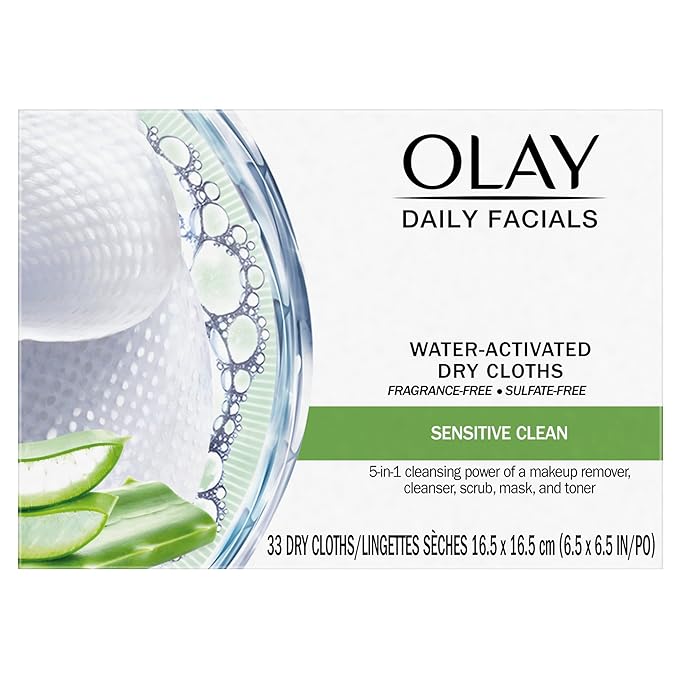 Olay Eye Makeup Remover Wipes, Daily Facials Gentle Face Cleanser for Sensitive Skin, Alcohol and Fragrance Free, Soft Face Wash Towels, Travel Essentials for Women, Dry Cloths, 99 ct (3 X 33ct)