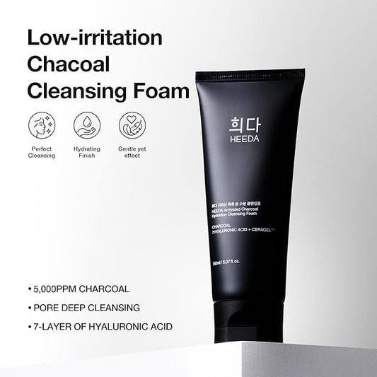 Hyaluronic Acid & Ceramide All-In-One Cleanser, Deep Hydrating Face Wash with Charcoal, Coconut, and Turmeric for Radiant, Moisturized, and Balanced Skin