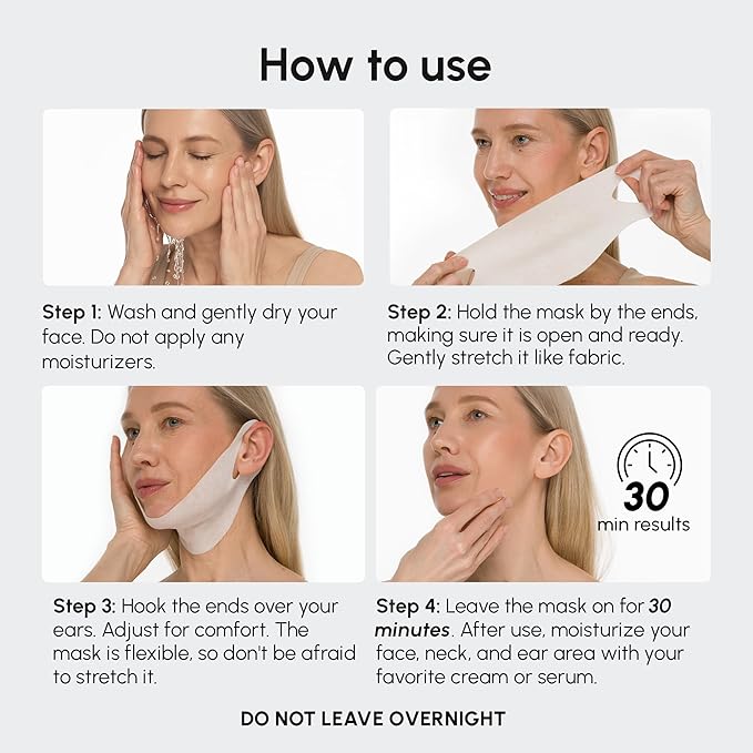 MAREE V Line Lifting Mask with Hyaluronic Acid – Deep Collagen Face Mask for Women – Jawline Shaper Facial Masks with Retinol – Tightening & Firming Neck Lift Tape – Double Chin Strap for Face Lift