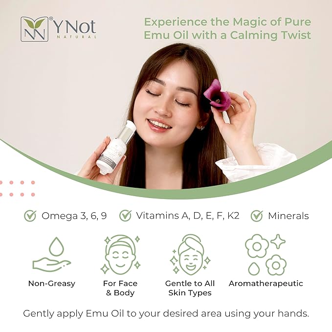 Y Not Natural Pure Emu Oil - Organic Moisture for Face, Body, Hair, Scalp & Nails - Rich in Omega 3-6-9, Vitamins & Essential Minerals - Australian Emu Oil (200ml) 6.76 fl oz - Blue Gum Eucalyptus