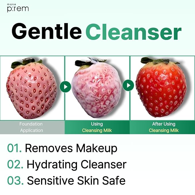 MAKE P:REM Safe Me. Relief Moisture Cleansing Milk, Hydrating Gentle Face Wash for Sensitive Skin with Soy Protein, Korean Milky Cleanser, Korean Skin Care, 16.90 fl.oz (500ml)