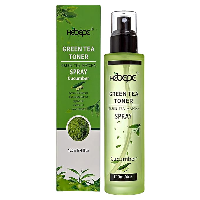 Green Tea Face Mist with Cucumber, Matcha Facial Toner Spray Hyaluronic Acid for All Skin, Hydrating Soothing Reduces Redness Cooling After-Sun for Women Men, Alcohol-Free