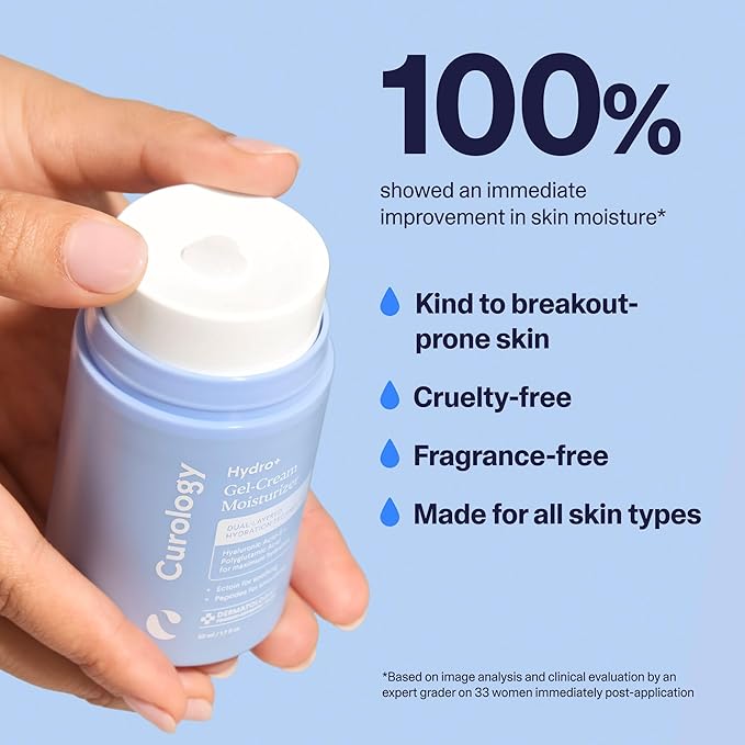 Curology Hydro+ Gel Cream Moisturizer, Lightweight Face Lotion for Sensitive Skin, 1.7 fl oz