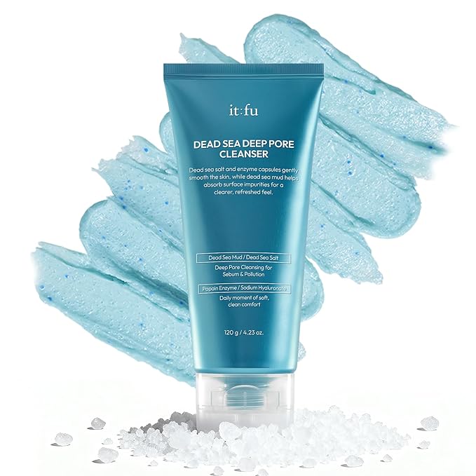 Deep Pore 2-in-1 Exfoliating Cleanser | Korean Hydrating Face Cleanser | Fungal & Hormonal Acne Support | Enzyme & Dead Sea Mud Formula (4.23 fl. oz)