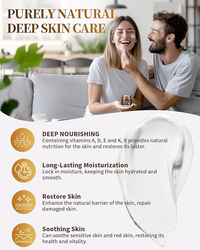 Blue Sea Sky Beef Tallow for Skin Handmade Whipped Beef Tallow for Face Cream Body & Face Moisturizer with Organic Grass-Fed Beef Tallow and Honey Balm Natural Formula for Dry & Sensitive Skin (4/OZ