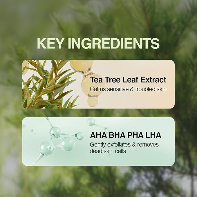 Tea Tree 90 Clear Body Mist for acne skin | 360° Moisture Spraying with Vegan Formula | AHA+BHA+PHA+LHA, Korean Skincare (6.76 fl oz, 200ml)
