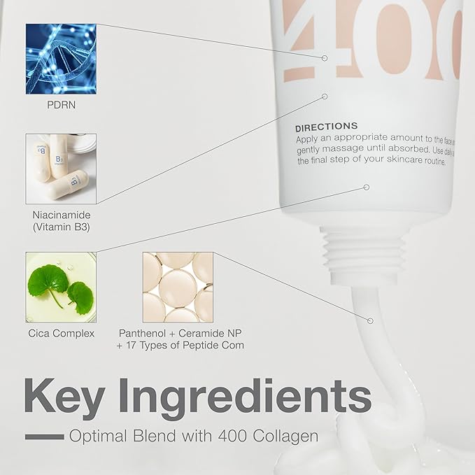 Collagen + PDRN Repair Cream, Moisturizer for Hydrating & Pore Care & Blemish Care, Korean Vegan Skin Care for All Skin Types, 50ml (1.69 fl oz)