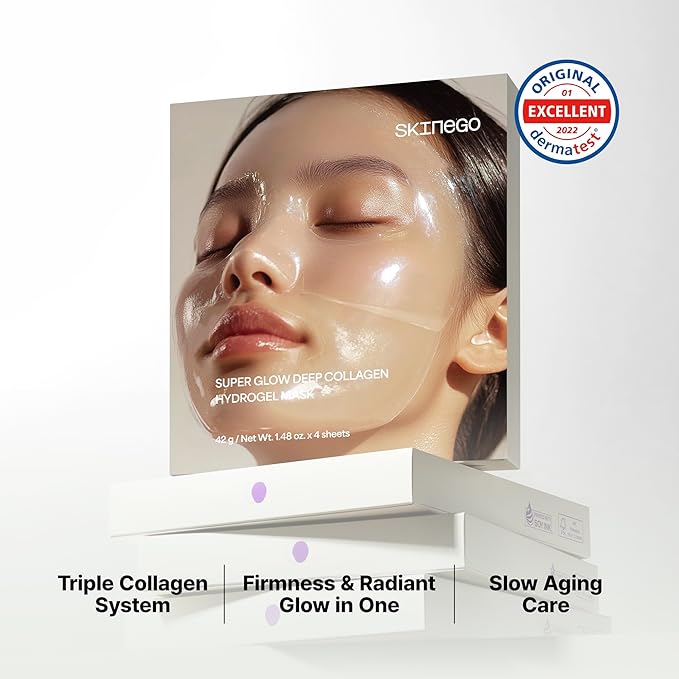 Super Glow Deep Collagen Hydrogel Mask 1.48 oz × 8 Sheets, 5,000,000ppb Hydrolyzed Collagen, Elasticity, Wrinkle Care & Radiance, Overnight K-Beauty Mask (8 Count (Pack of 1)) Sold by Pharmeus