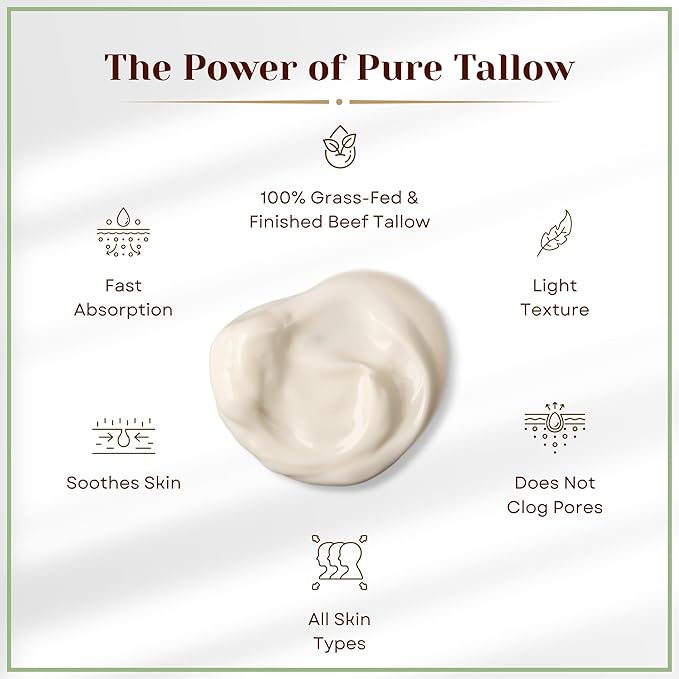 100% Grass-Fed Tallow Balm - (Value Size) Vanilla & Orange with Real Vanilla Beans, Herb-Infused Chamomile & Calendula Moisturizer for Men, Women, Psoriasis, Eczema, Dry Sensitive Skin