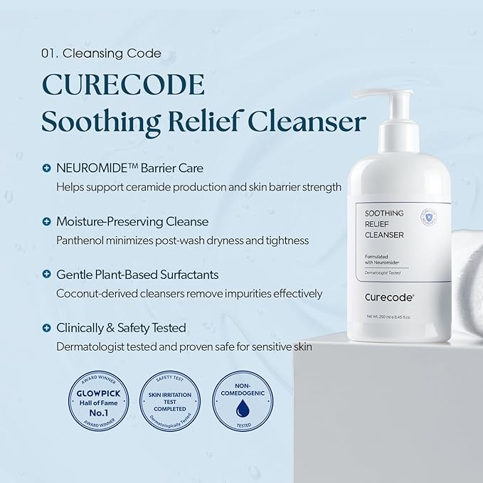 Soothing Relief Cleanser (250ml) - Gentle foaming action with Ceramide for All Skin Types, Microbiome Science, and St. John Formula to soothe sensitive dry skin