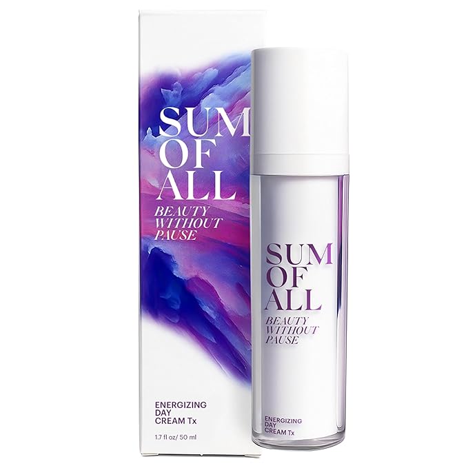 Sum Of All Energizing Day Cream Tx for Face with Vitamin C and E, Pea Complex, Hydrating, Lightweight, Daily Facial Moisturizer, Fragrance-Free, Menopause Skincare for Women, 1.7 fl oz