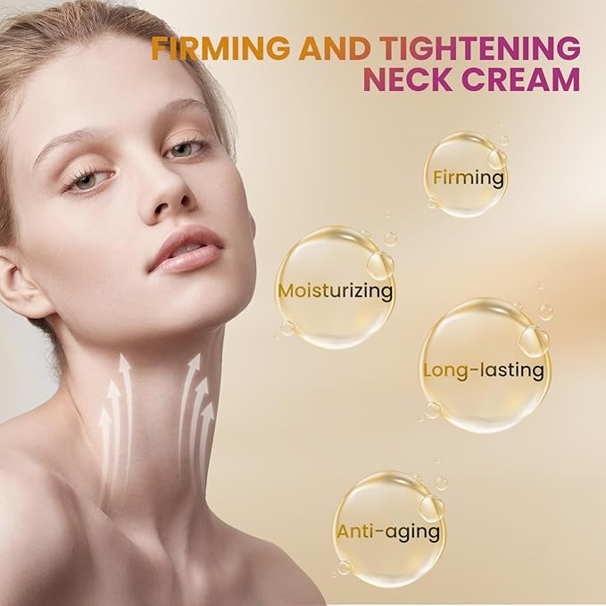AH-8 Firming Neck Cream with Roller, Neck Moisturizer Cream for Crepey Skin, Tightening Lotions Skin Care Skin Repair for Women, Day & Night Use