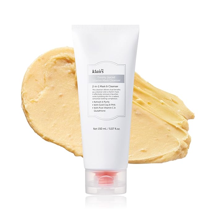 DearKlairs Freshly Juiced Vitamin Clay Mask Cleanser, Deep Pore Wash, Clear Radiant Skin, Tangerine Peel Powder, PHA, Niacinamide, 5.07 Fl Oz (Pack of 1)