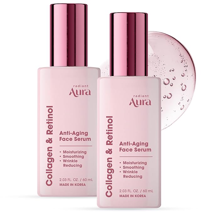 Collagen & Retinol Serum For Face – Dermatologist Tested, Anti Aging, Korean Skin Care – Firming, Hydrating, Fast-Absorbing, Smoothing – Vegan, Clean Beauty – Pack of 2