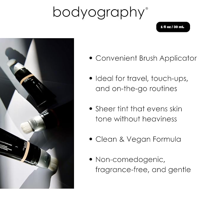 Bodyography Sun Defense Tinted Moisturizer, 1.5 oz | Lightweight SPF Tint with Hyaluronic Acid & Mineral Pigments | Hydrating, Vegan Sheer Coverage for All Skin Types, Deep