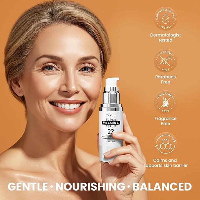 Super Korean Vitamin C Face Serum: 23% Pure Vitamin C + Hyaluronic Acid, Vitamin E & Ferulic Acid – Anti-Aging Serum for Wrinkles, Dark Spots & Mature Skin – Korean Skincare