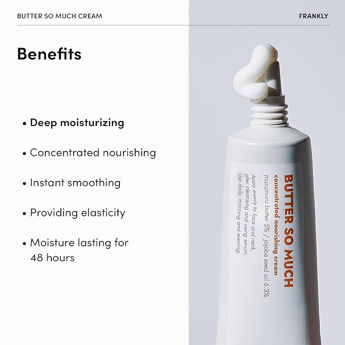 FRANKLY Butter So Much Cream Jumbo - Intense Moisturizing | Face Moisturizer | 20% Vegan Butter & Plant Oils | 5% Murumuru Butter & 6.3% Jojoba | For Dry & Sensitive Skin | - 2.7 fl. Oz.