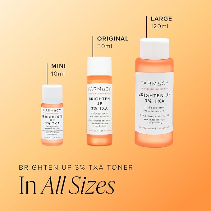 Farmacy 3% TXA Brightening Toner for Face - Dark Spot Corrector with Azelaic Acid, Tranexamic Acid + 5% PHA - Helps Even Texture + Tone, Fade Dark Spots + Exfoliate - Glow-Enhancing Skin Care (120ml)