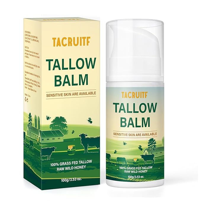 Beef Tallow Balm, 100% Grass Fed Beef Tallow, Whipped Moisturizer for Sensitive Skin, Handmade All-Natural Moisturizer for Soft And Smooth Skin (3.5 Oz, Unscented)