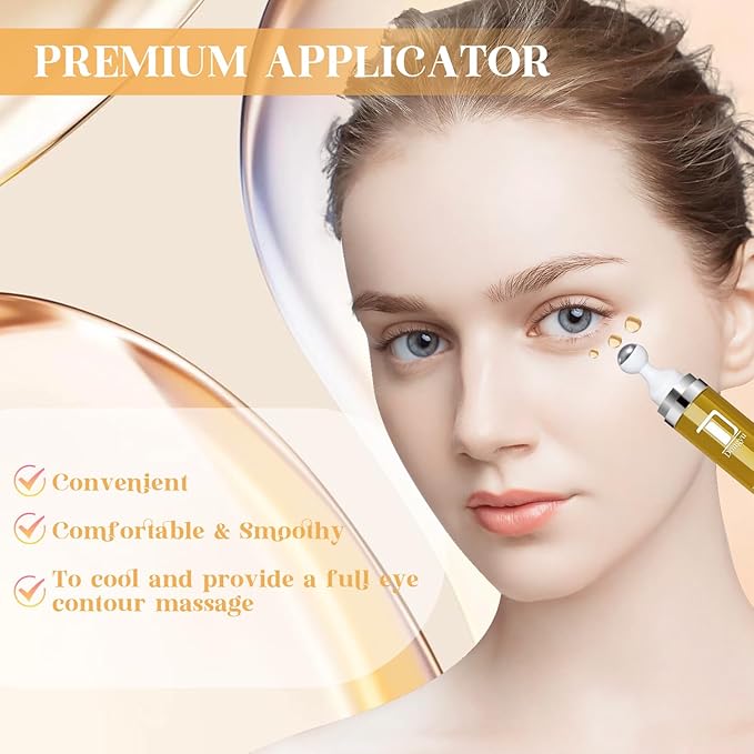 Dongyu Retinol Eye Serum 360° Roller: Cream with Massage Ball - Caffeine and Yeast Under Roller Anti Aging for Dark Circles Puffiness Bags- Reduce Wrinkles Fine Lines