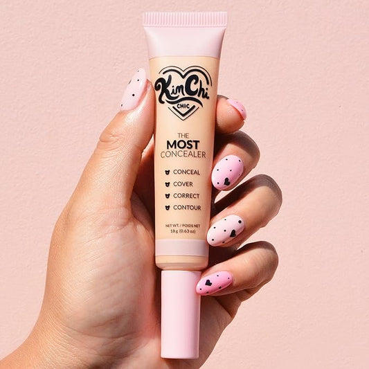 KimChiChic Beauty The Most Concealer | Full Coverage Water Resistant Multi-Use Concealer | Conceal, Correct, Contour & Highlight | Matte Satin Hybrid Finish | Brush Applicator, 0.63 oz, 03-Light Beige